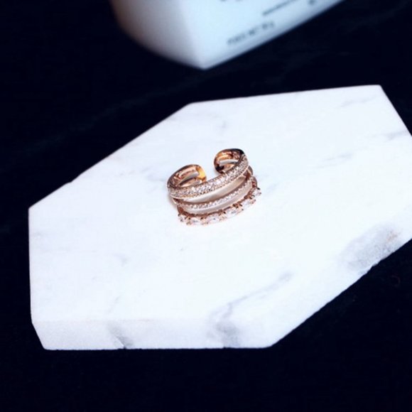Rose Gold Diamond Triple Stackable Adjustable Ring - Picture 7 of 16